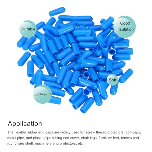Image of MECCANIXITY 100pcs 5mm(3 /16 inch) Rubber End Caps Cover PVC Vinyl Screw Thread Protector Round Wire Shelf Caps for Screw Bolt Pipe Fence Post, Light Blue