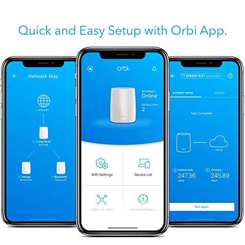 Image of Netgear orbi Whole Home Mesh WiFi System with Tri-Bandy-yWireless Router, Eliminate WiFi Dead Zones, Up to 5000ySqft, 2pk (rbk50)