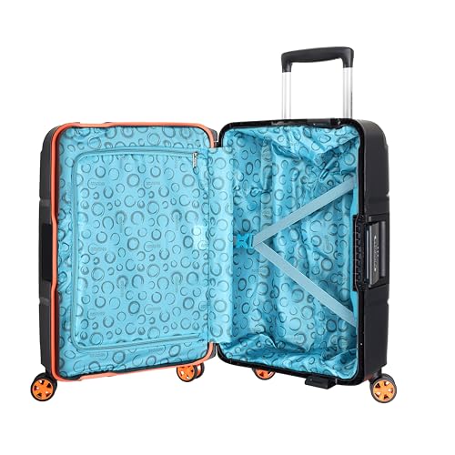 Image of American Tourister Polycarbonate Material Circurity Max 55 cm Small Hardside Cabin Suitcase with Xtrasecu 3-Point Locking System & Double Spinner 8 Wheels for Unisex - Black