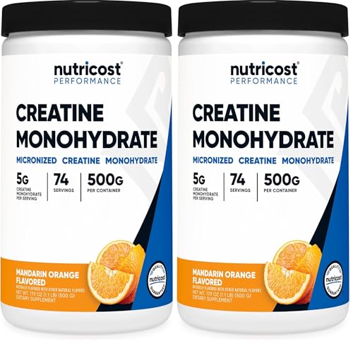 Nutricost Creatine Monohydrate Powder, Micronized, Mandarin Orange, 1kg (Pack of 2)