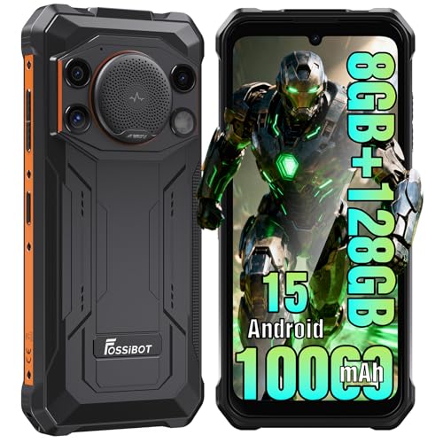 Image of FOSSIBOT (2026 F110L 12GB+128GB /2TB Rugged CallPhones Unlocked,10000mAh Android 15 Smartphone,128dB Loud Volume Phone, 6.745 inch 50MP Camera Waterproof Phone Dual SIM /Camping Light，Orange