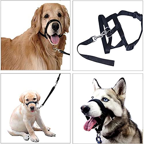 WUDQIJI Ausbildungsgeschirr Hundehalfter Haustier Maulkorb Für Hunde Maulkorb Hunde Trainingsmaulkorb Hund Maulkorb Schwarz Hundemundschutz Training Halter verhindert Bellen Beißen und Kauen (L)