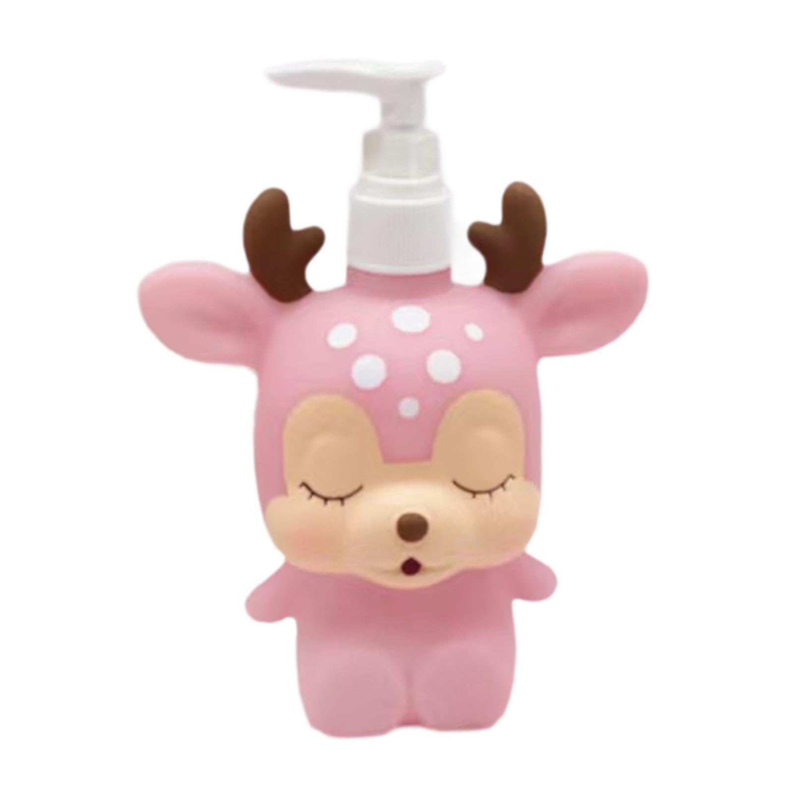 TWISAXC Sturdy Lotion Bottle Childrens Soap Dispenser Adorable Fun And Practical Addition For Kids Bathroom Adorable Soap Dispenser Is Fun Accent Piece For Bathroom And Kitchen, Pink Deer