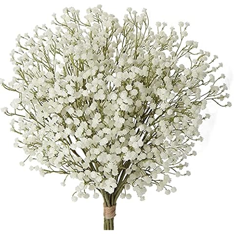 DILATATA Baby's Breath Artificial Flowers Bulk 3 Branches Faux Baby Breath Plastic Flowers Fake Gypsophila Flower Arrangement for Crafts Fake Flowers Bouquet for Wedding Home Decor Cream Baby Breath Cover