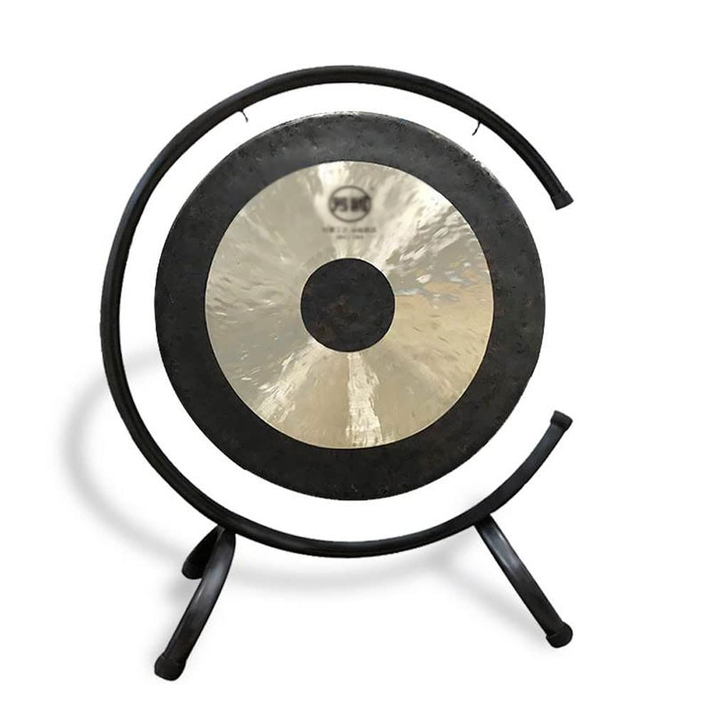 SaCLi Gong Tibetano con Bacchetta per Batteria a Mano Fatto a Mano da con Martello da Gioco Rotondo, Strumento a percussione Tradizionale Cinese, Gong da Opera di piattisostegno (20cm, Size)