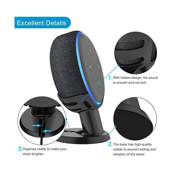 oGoDeal Stand for Echo Dot 3 3rd Generation Speaker Holder Dot Accessories Desk Table Mount Bracket (Black) - Image 3