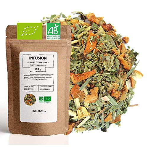 Infusión orgánica de limón fresco jengibre – 100 g (40 tazas) – Té a granel 100% agricultura orgánica – Mes-tés