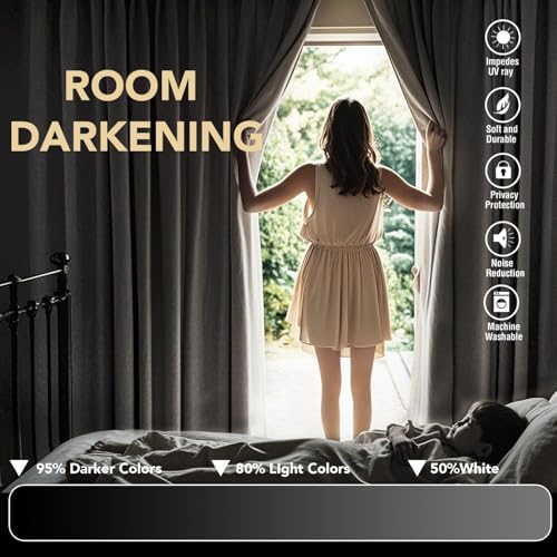 Image of H.VERSAILTEX Back Tab Curtains 102 Inch Long for Living Room, Rod Pocket Room Darkening Thermal Insulated Blackout Curtains, 52 x 102 Inch, Ivory /Cream, 2 Panels