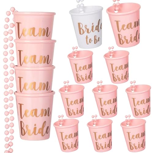 14 Stücke Braut Kunststoff Tassen Perlen,Team Braut und Braut Schnapsglaskette,Halskette...