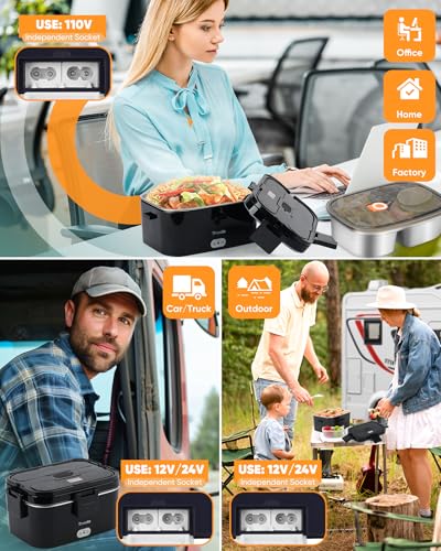 Electric Lunch Box Food Heater, Portable Food Warmer, Dual 1.8L Containers by Eocolz - Used condition - Image 4
