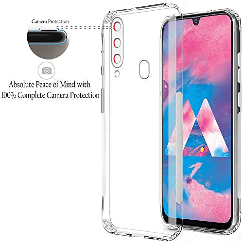 Image of TheGiftKart Best Camera Protection Back Cover Case for Samsung Galaxy M30 | Inbuilt Dust Plugs & Anti-Slip Grip | Slim & Protective Back Case Cover for Samsung M30 (Silicone | Transparent)