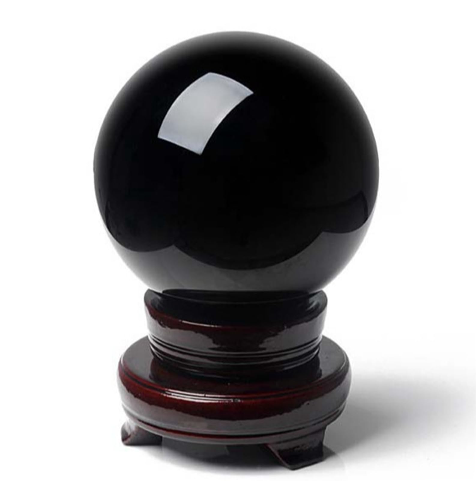 BHBHCPZGR Black Crystal Ball Obsidian Divination Sphere Gemstone with Stand Crystals Ornaments for Fengshui Home Decoration Photography,18cm/7.1in