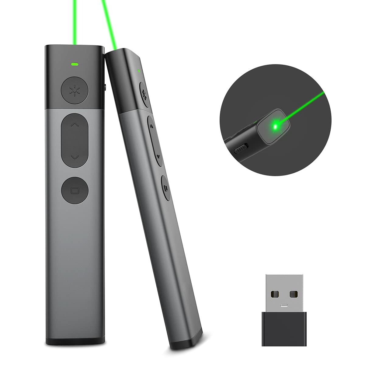 Buy Presentation Remote with Green Light, Hyperlink, Volume Control 2.4GHz PowerPoint Clicker