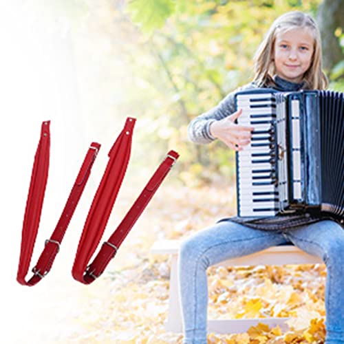 VBESTLIFE Akkordeon Schultergurte, verstellbare verschleißfeste Schultergurte für die meisten Akkordeons mit 16-120 Bässen(rot)