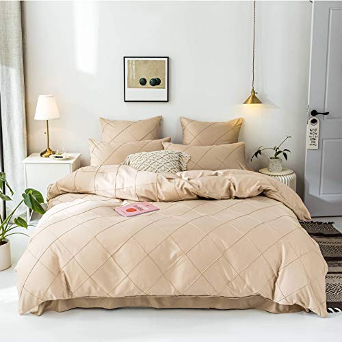 Luxurious Hypoallergenic Duvet Cover Set with Pillowcases Soft Brushed Microfibre Fabric Shrinkage and Fade Resistant WrinkleResistant Bedding Set Beige King Size