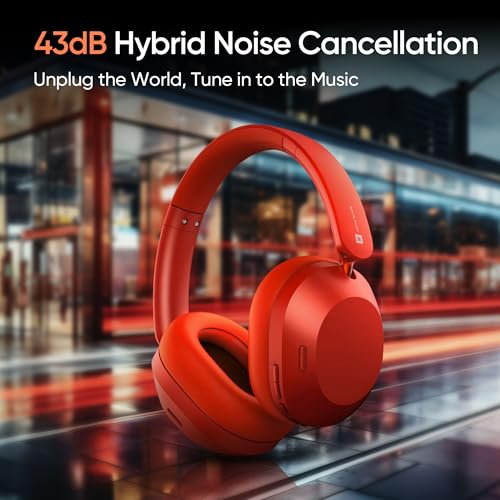 Image of realme TechLife Studio H1 Over The Ear Over Ear Wireless Headphone with 70Hours Playtime 360 Spatial Audio, 40mm Drivers, 80ms Superlow Latency, 43 dB Adaptive ANC-Red