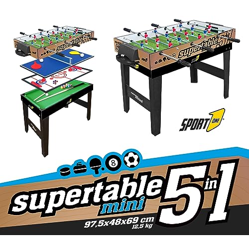 Sport1 Supertable Mini 5-in-1 Kickertisch Tischfußball 97,5 x 48 x 69 cm...