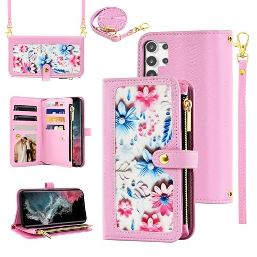 Furiet Floral Flip Wallet Case for Samsung Galaxy S26 Ultra 5G Women Pink