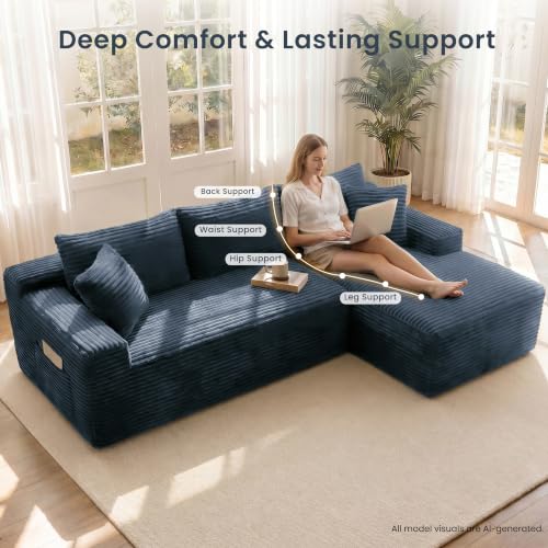 95" Modular Sectional Sofa, Boneless Chaise L-Shaped Couch for Living Room - image 4