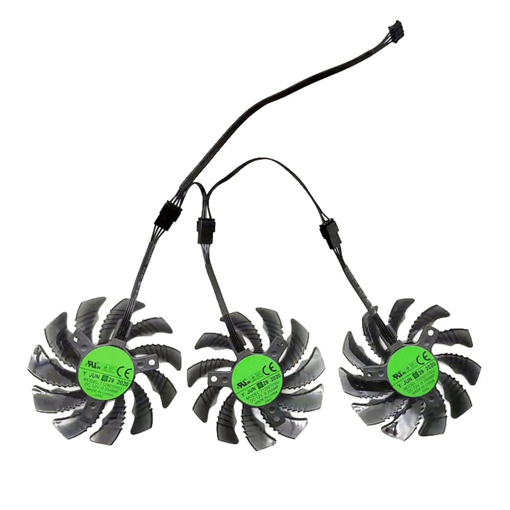 Rakstore T128010SU GA81S2U Graphics Card Cooling Fan Replacement for GIGABYTE RTX 3060 3060 Ti RX 6600 XT 6700 XT Gaming Quiet Cooler Fan (3 Pcs)