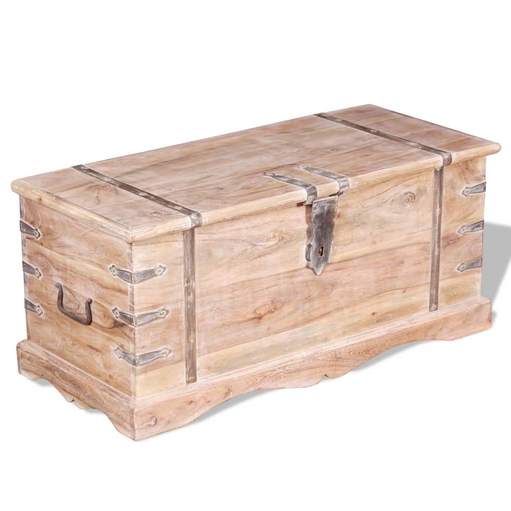 vidaXL Massivholz Aufbewahrungstruhe Holztruhe Couchtisch Beistelltisch Akazie, Klein, Für Werkzeuge und Geräte im Garage oder für den Transport von zerbrechlichen Gegenständen