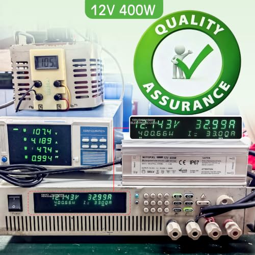 Image of LED Driver 400 Watts(200W X2) 12V DC Transformer,Waterproof IP67 Power Supply, Adapter with 3-Prong Plug 4.9 Feet Cable for Any DC led Lights, Computer Project, Outdoor Light