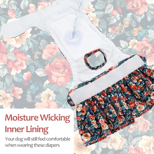 Image of CuteBone Female Dog Diapers with Skirts 3 Pack Reusable Puppy Dresses Pants for Heat Cycle Period
