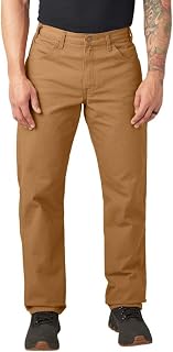 Dickies Men's Relaxed Fit Straight-Leg Duck Carpenter Jeans - 12oz Cotton Work Pants with Tool Pockets, Brown Duck
