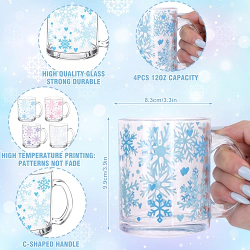 Set de 4 Mugs de Vidrio con Copo de Nieve 12 oz miniatura 2