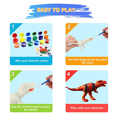 KITOART Dinosaur Painting Kits Arts and Crafts for Kids, Dinosaur Toys for Kids with Play Mat, DIY Painting Toys for Boys & Girls for Age 3 4 5 6 7 8 (58 Pcs)