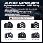 F1TP-ACK-E10-AC-Power-Supply-Adapter-DR-E10-Dummy-Battery-Kit-Replace-LP-E10-Battery-for-Canon-EOS-Rebel-T3-T5-T6-T7-1100D-1200D-1300D-1500D-2000D-CamerasBlack