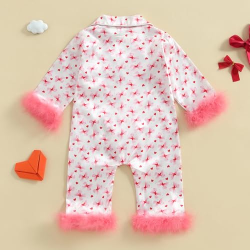 Kuriozud Baby Girl Silk Pajamas Feather Cuffs Romper Stain One-Piece Jumpsuit Pjs Lapel Button Down Nightgown3