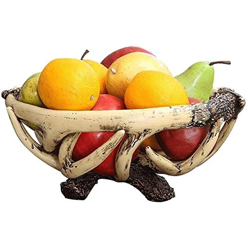 HHTD Bread Baskets Holder Fruit Tray for Counter Antler Resin Fruit Plate,Creative European-Style Large Fruit Pot in The Living Room,Fruit Bucket,Dried Fruit Plate,Fruit Plate