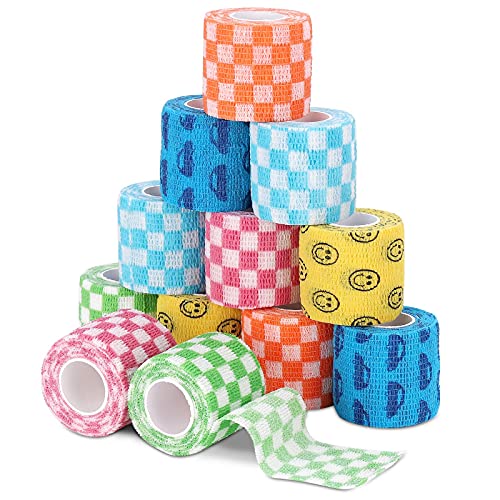 ペットフレックス テーピング 自着性 弾性包帯 バンテージ ペット 犬用 猫 不織布 伸縮性 通気性 厚手タイプ 6巻入 5cm*4.5m (カラー混合 2-12pcs)