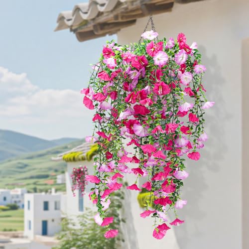 Ledebouk Guirnalda de Flores Artificiales Wisteria, 3PCS Plantas de Flores Falsas, Guirnalda Colgante Vid de Glicina Artificial, 77CM Plantas Artificial Colgante Exterior, para Jardín Balcón