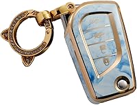 Vista 1 de ontto Llavero de automóvil de 4 botones para Toyota Flip Remote, guante de TPU elegante textura de mármol para Fortuner Corolla CHR Camry RAV4 azul