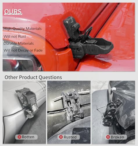 Image of Locking Hood Latch with Keys, Jeep Hood Latch Compatible with 2018-2026 Jeep Wrangler JL JLU Jeep Gladiator JT, Anti-Theft Hood Lock Catch Latch Accessories, Dust & Water Resistant, 1 Pair(Not for JK)