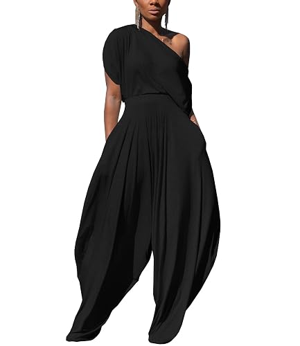 WOKANSE Womens 2 Piece Outfits Solid Short Sleeve Off One