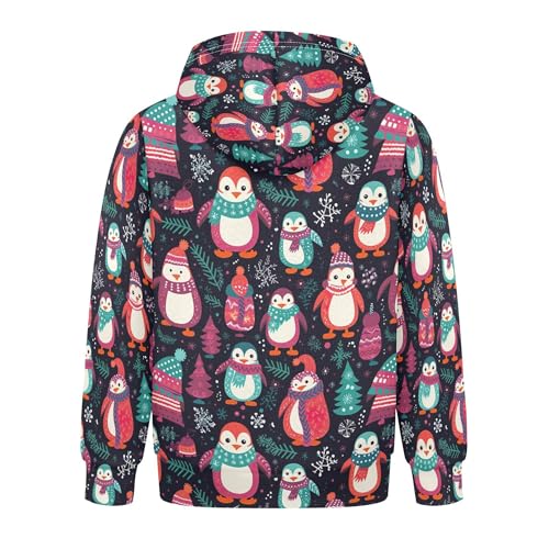 Kids Hoodies Sweaters Christmas Xmas Penguin Hooded Sweatshirts with Big Pockets for Boys Girls B04004282