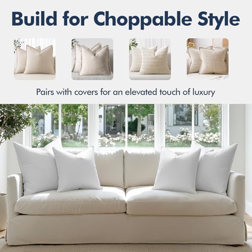 MIULEE 20x20 Pillow Inserts, Pack of 2 Down Feather Premium Throw Pillows with Cotton Fabric for Bed Couch Living Room Sofa