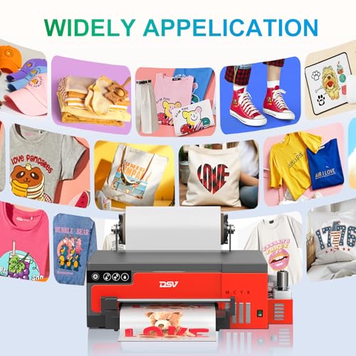 Image of DSV 2026 A4 DTF Printer XP600 Apparel T-Shirt Printing Machine Bundles, Double Speed Vs L1800&L805, White Ink Mixing System, 2-Year Free Ink (Red, Printer+Oven+Computer)