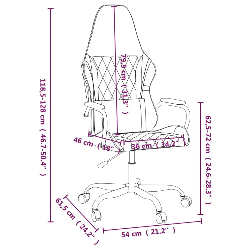 Gaming-Stuhl Weiß Rosa Kunstleder Ergonomisch Drehbar Höhenverstellbar Komfortabler Bürostuhl Mit Armlehnen und Wippfunktion Für Homeoffice Jugend Zimmer PC Esport