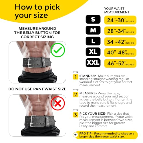 Image of Aurion Sued Leather Powerlifting Gym Belt-XXL | Weight Lifting Belt for Heavy Workout for Men & Women | Professional Heavy Weight Lifting Belt - Grey