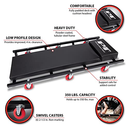 Performance Tool W85015 36" X 17" Low Profile 6 Swivel Caster Automotive Creeper With Padded Headrest,Black #TOP3