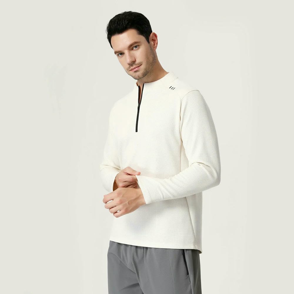 GLDFW (M-3XL) - Maglia da uomo a maniche lunghe con mezza zip, per autunno e inverno, assorbe il sudore, ad asciugatura rapida, per ciclismo, pesca