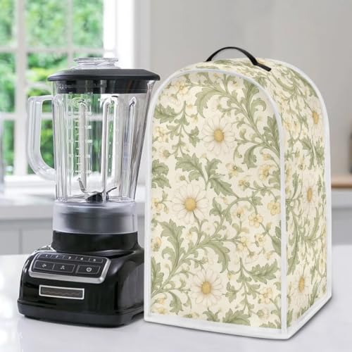 Image of Talayituse White Daisy Floral Print Blender Dust Cover, Fingerprint Protection Cover for Stand Mixer or Coffee Machine, Home Kitchen Appliance Covers for Stain Dust Resistant Supplies