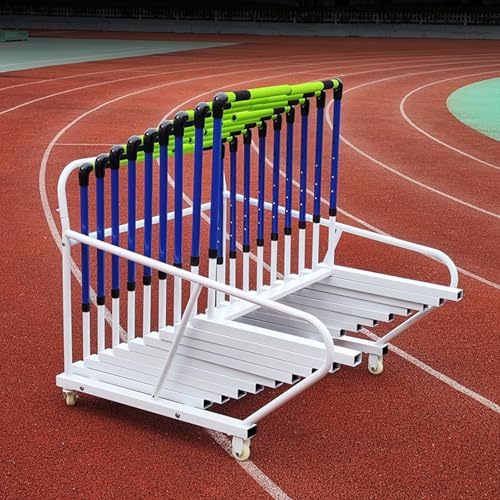 4 Wheels Hurdle Rack Cart for Gymnasiums/Schools, Track Hurdles Training Equipment Transportation Trolley Removable, Mobile Sports Training Hurdle Carrier Carts for Playgrounds