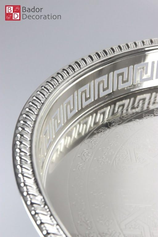 Vassoio orientale da tè, 55 cm x 14 cm, rotondo, argento