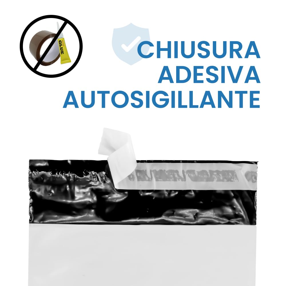 IMBALLAGGI 2000-100 Buste per Spedizioni 350x450+50mm COEX Impermeabile Antistrappo Anti Umidità Bianco Opaco