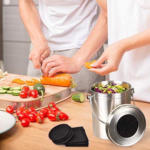 Activated Charcoal Filter Kitchen Compost Bin - 12Pcs Replacement Charcoal Filters Countertop Compost Bucket for Kitchen Countertop - Garbage Pail Odor Control Activated Carbon Adsorption Refill Set